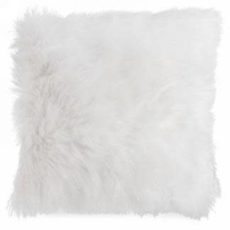 Coussin blanc en fausse fourrure