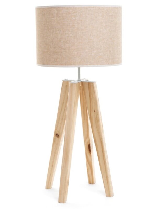 Lampe de table avec trépied en bois 12" X 26"