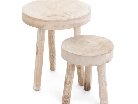 Tabouret en bois blanc - Grand