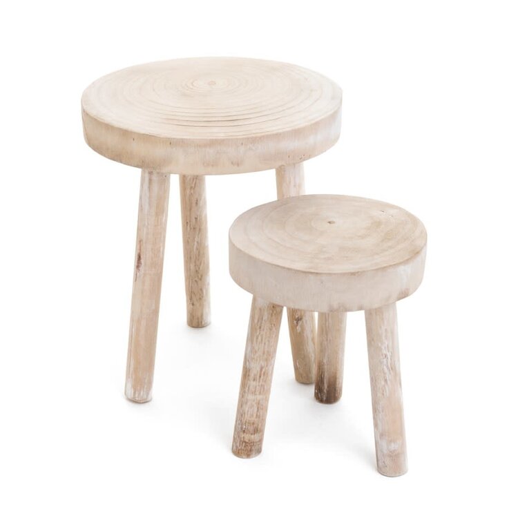 Tabouret en bois blanc - Petit