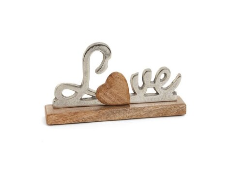Décoration Love en bois et aluminium 10x2x5.5"