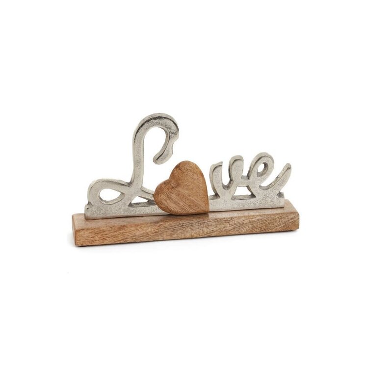 Décoration Love en bois et aluminium 10x2x5.5"