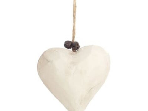 Ornement coeur blanc en bois