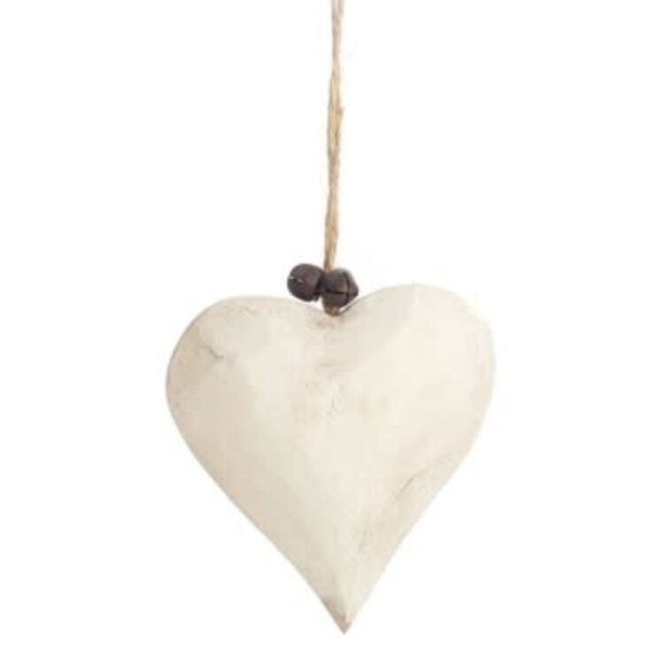 Ornement coeur blanc en bois