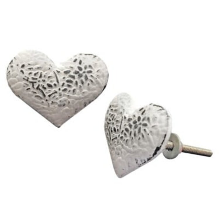 Poignée en forme de cœur blanc vieilli