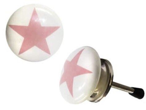 Poignée blanche avec étoile rose