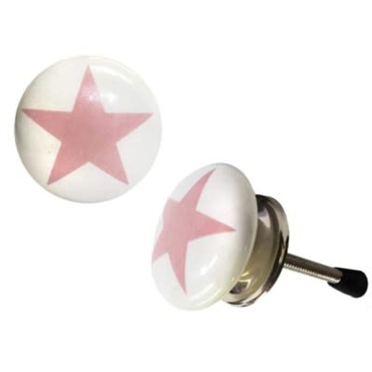 Poignée blanche avec étoile rose