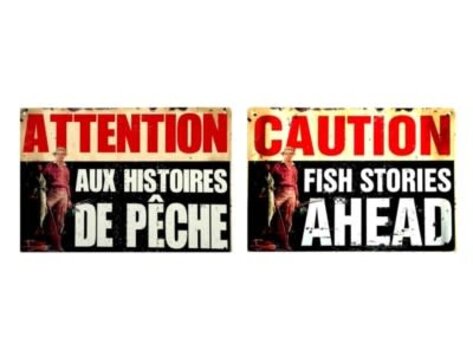 Affiche en métal - Histoires de pêche  réversible