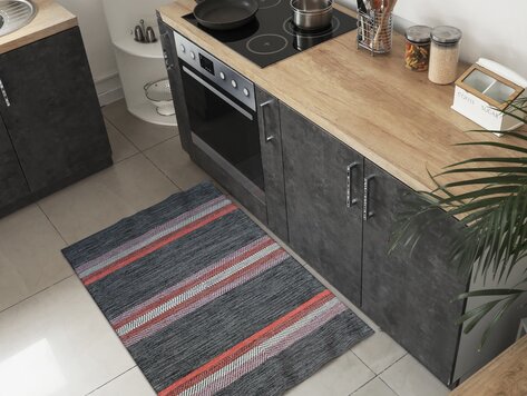 Tapis Dhurrie Rivera Black/Red 2' x 2'11"