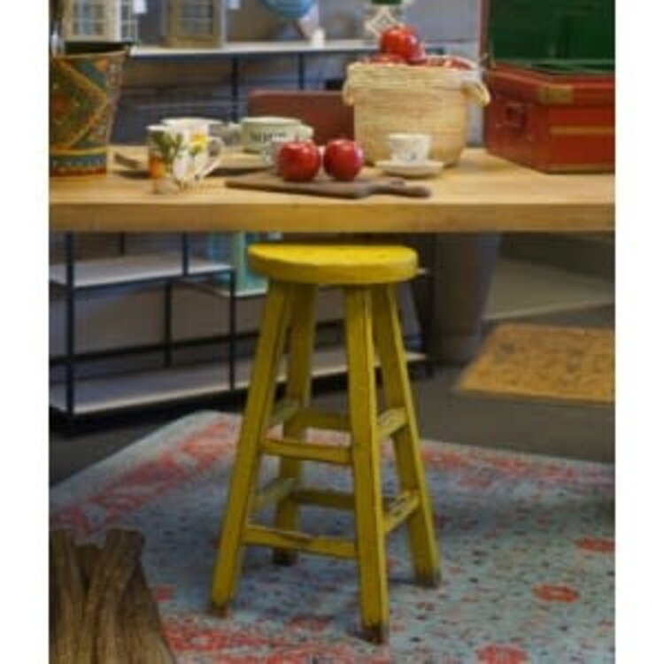 Tabouret de comptoir rond Kovu jaune