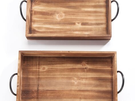 Cabaret en bois avec poignées - petit