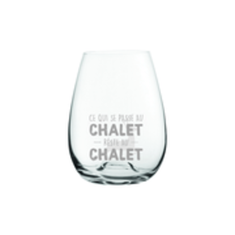 Verre à vin gravé -  Ce qui se passe au chalet...