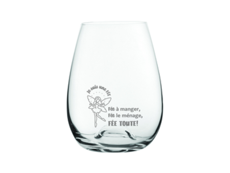Verre à vin gravé - La fée toute