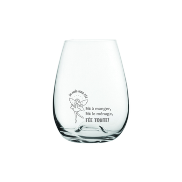 Verre à vin gravé - La fée toute