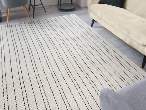 Tapis  Dhurrie Saddle Stitch Ivory 24"x 36"