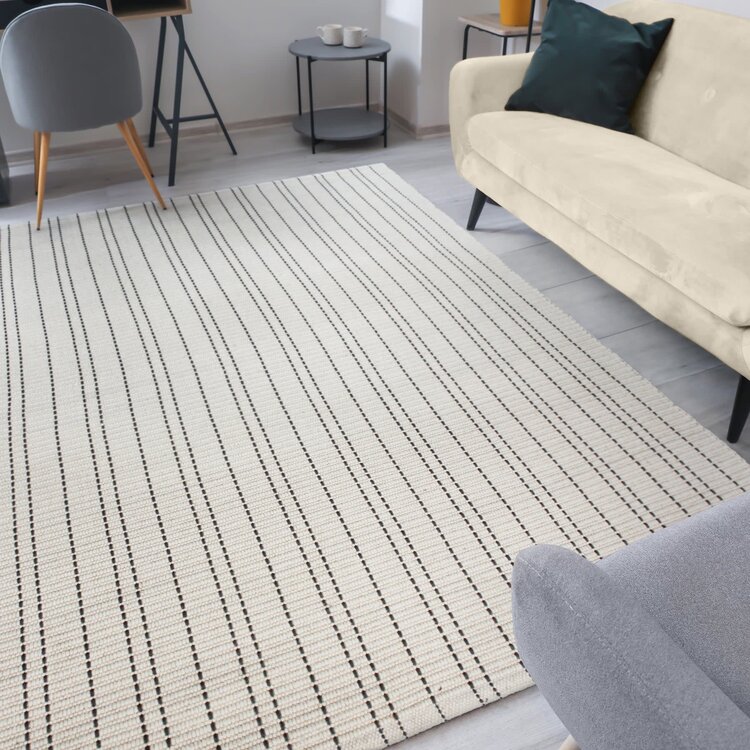 Tapis  Dhurrie Saddle Stitch Ivory 24"x 36"