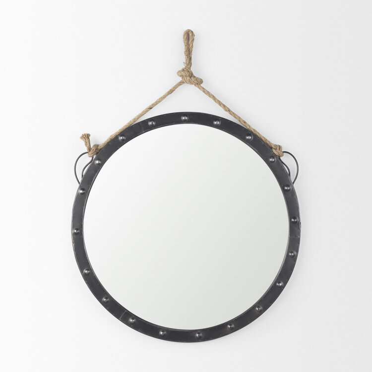 Miroir rond en métal Pendula