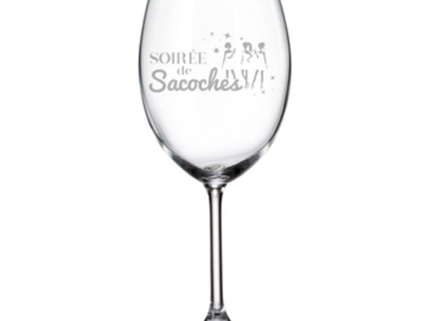 Coupe à vin gravée - Soirée de sacoches