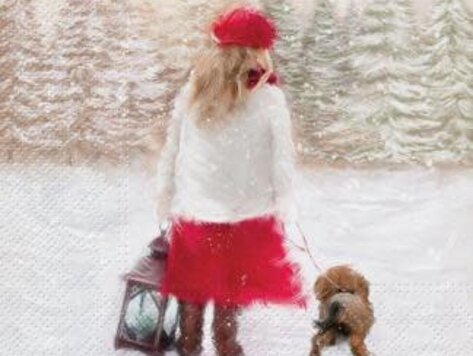 Serviettes de table - Fillette avec chien