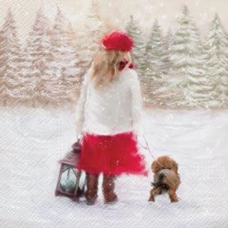 Serviettes de table - Fillette avec chien