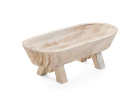 Bol ovale en bois sur pied