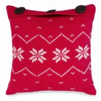 Coussin rouge tricot /3 boutons