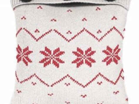 Coussin blanc tricot / 3 boutons