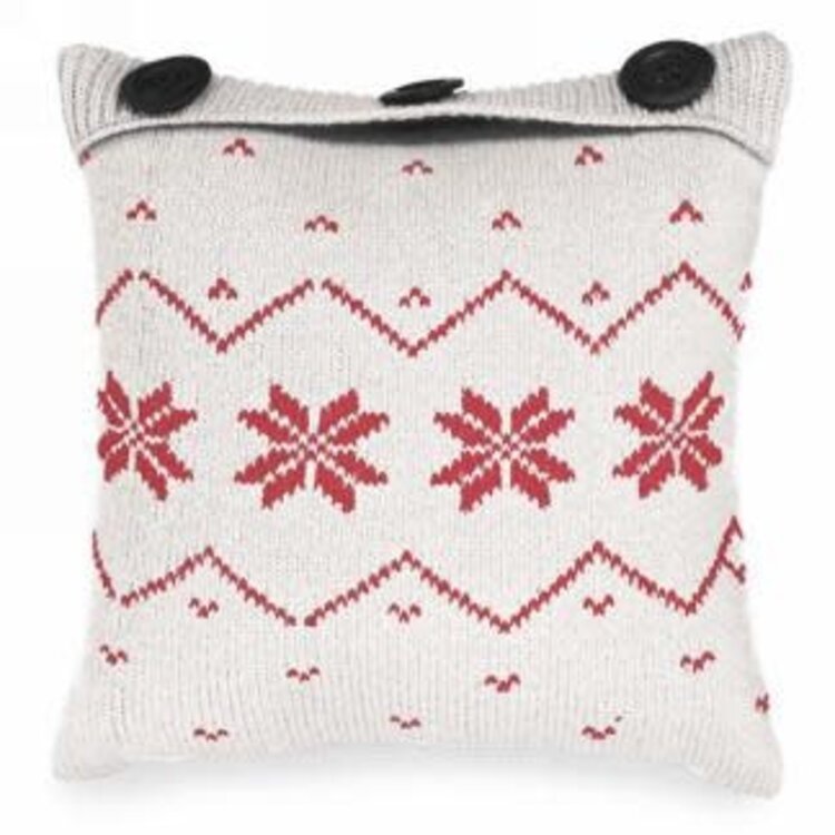 Coussin blanc tricot / 3 boutons