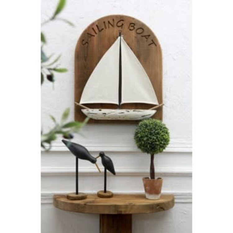 Voilier mural en bois recyclé