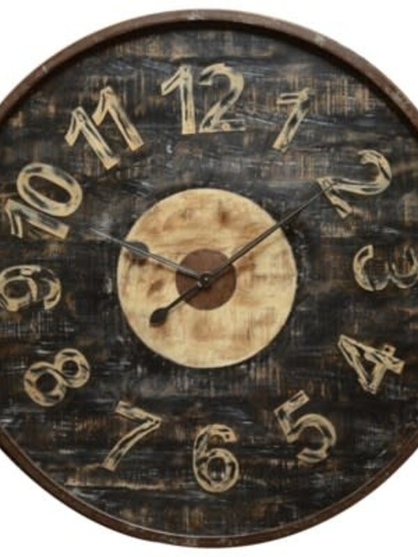 Horloge antique en bois vieilli  4' d