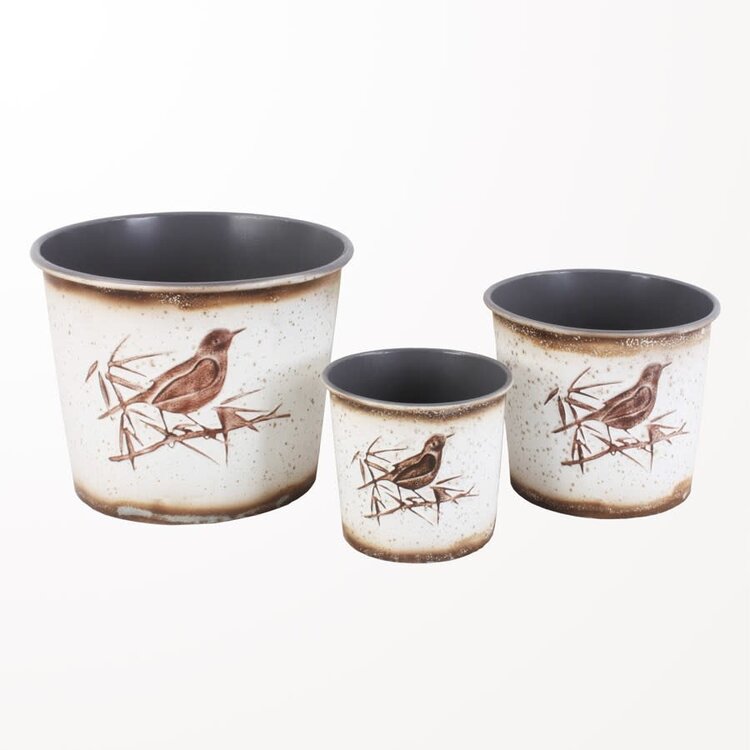 Pot en métal oiseau - petit