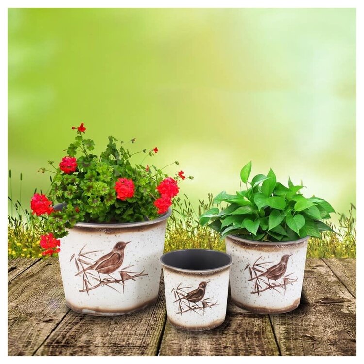 Pot en métal oiseau - petit