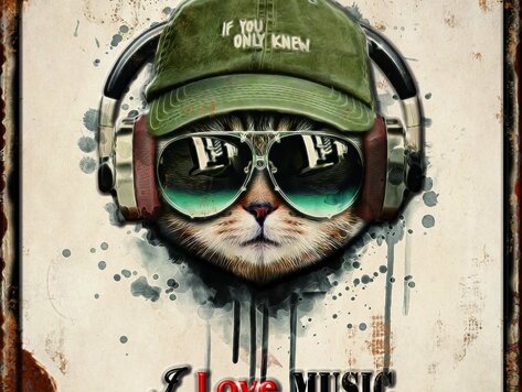 Affiche en métal-I love Music