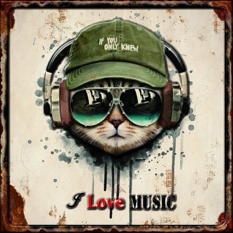 Affiche en métal-I love Music