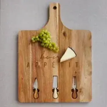 Planche à fromage  carrée avec couteaux