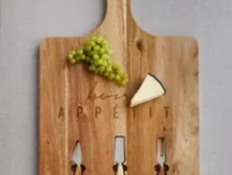 Planche à fromage  carrée avec couteaux
