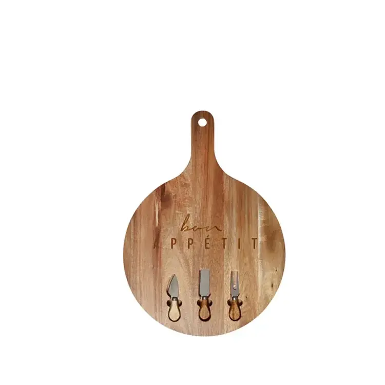 Planche à fromage ronde avec couteaux