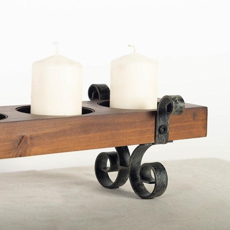 Bougeoir en métal et bois