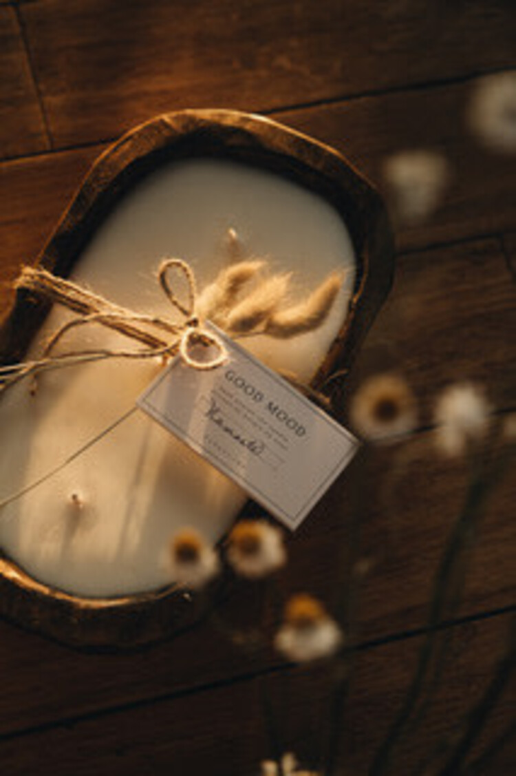 Bougie Bol fermier brun - 3 mèches