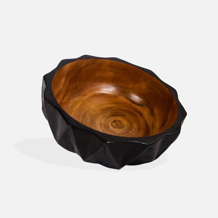 Bol en bois de suar nature et noir