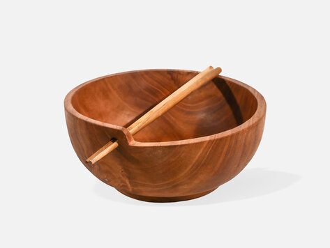 Bol et baguettes en bois de teck
