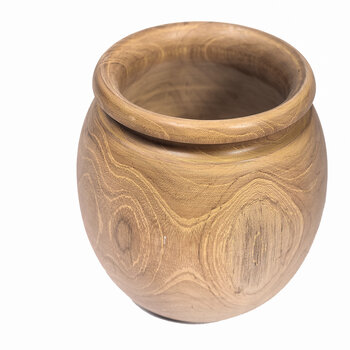Vase en bois de teck tourné à la main