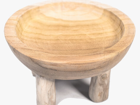 Bol en bois de teck sur pied