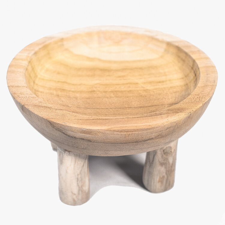 Bol en bois de teck sur pied