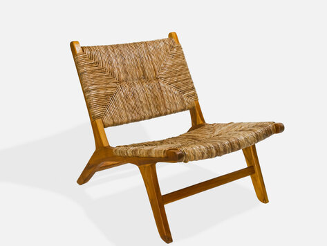 Chaise en teck et écorces de bananier