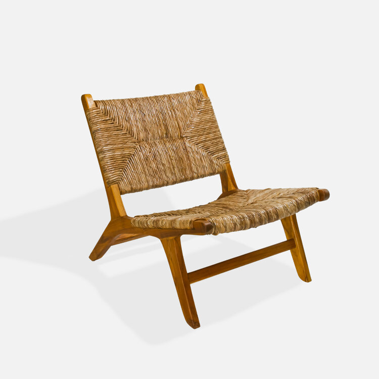 Chaise en teck et écorces de bananier