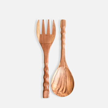 Ensemble fourchette et cuillère en bois