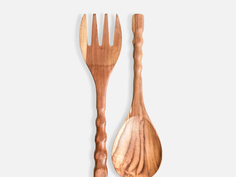 Ensemble fourchette et cuillère en bois