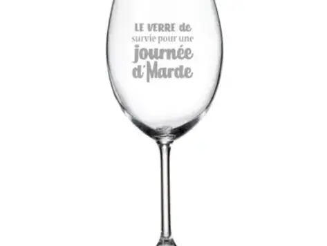 Coupe à vin gravée - Une journée d'marde