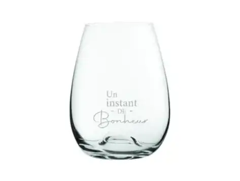 Verre à vin gravé -  Un instant de bonheur
